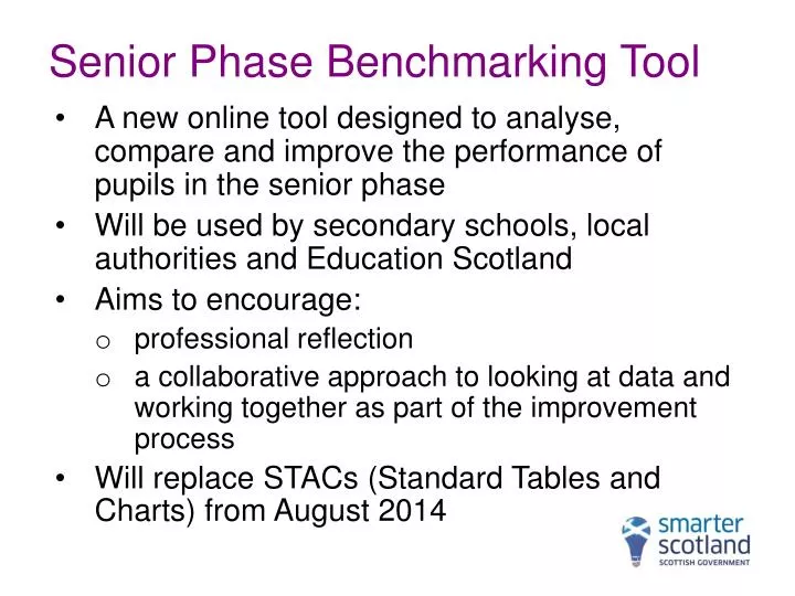 senior phase benchmarking tool