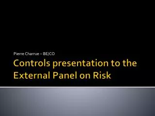 Controls presentation to the External Panel on Risk