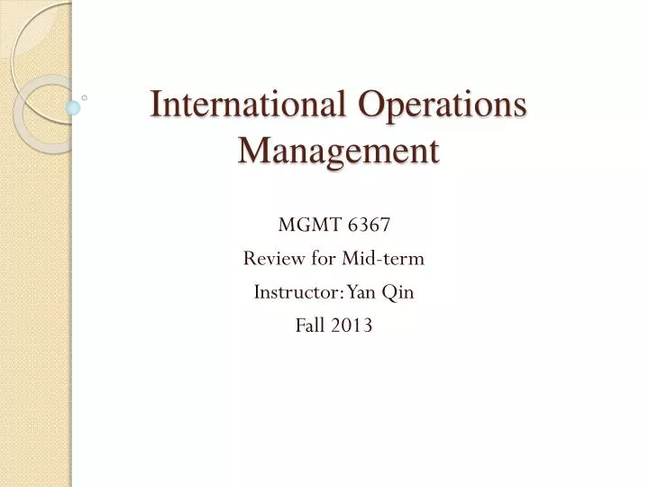 international operations management