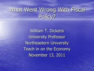 What Went Wrong With Fiscal Policy?