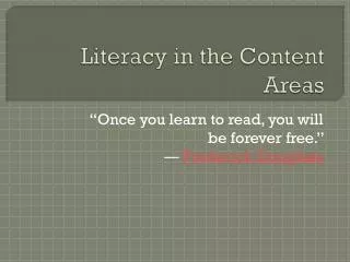 Literacy in the Content Areas