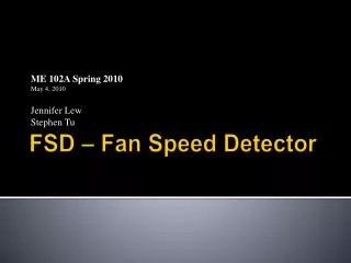 FSD – Fan Speed Detector