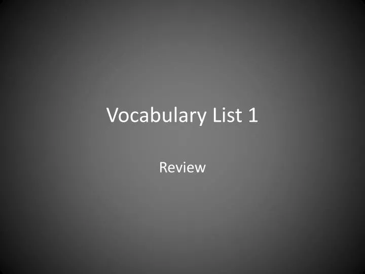 vocabulary list 1