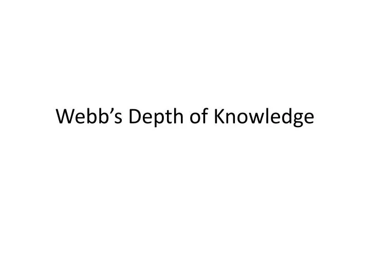 webb s depth of knowledge