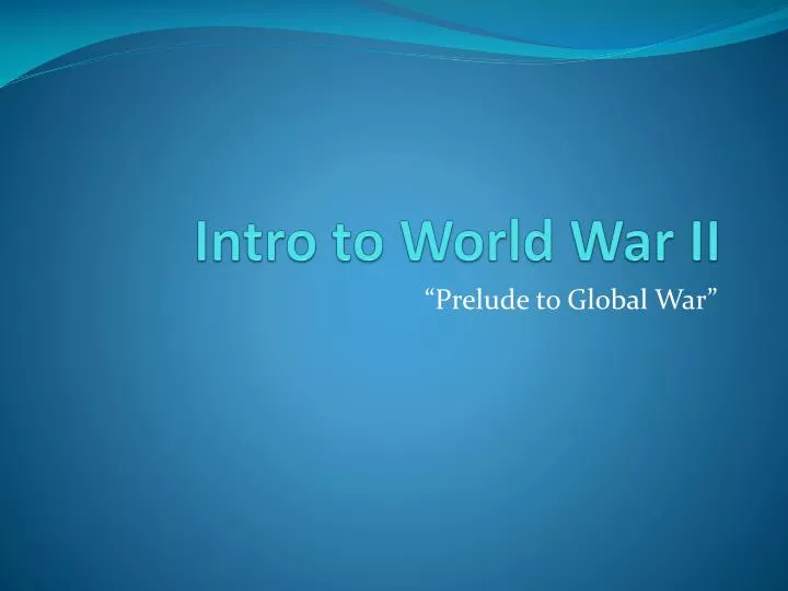 intro to world war ii