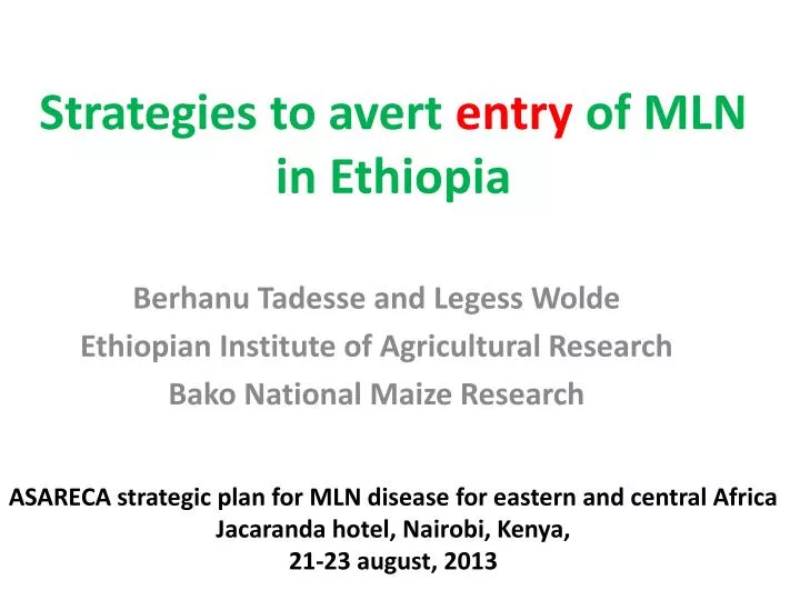 strategies to avert entry of mln in ethiopia