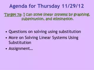 agenda for thur sday 11 29 12