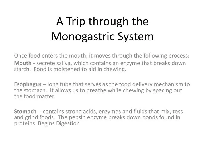 a trip through the monogastric system