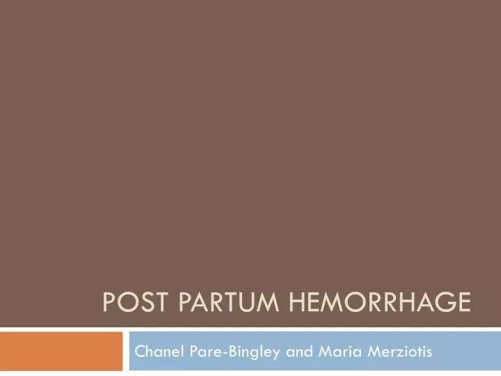 post partum hemorrhage