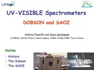 UV-VISIBLE Spectrometers DOBSON and SAOZ