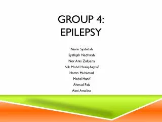 Group 4: Epilepsy
