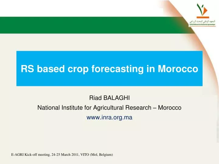 rs based crop forecasting in morocco