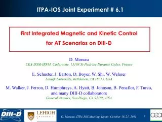ITPA-IOS Joint Experiment # 6.1