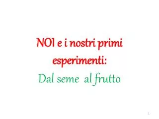 noi e i nostri primi esperimenti