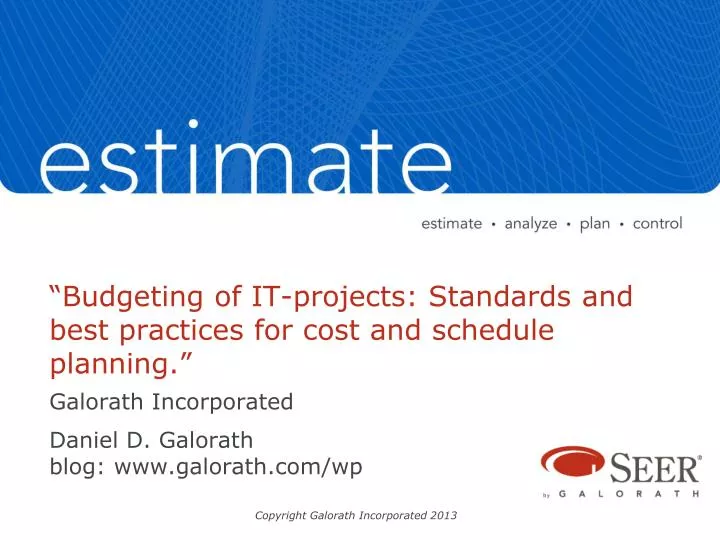 budgeting of it projects standards and best practices for cost and schedule planning