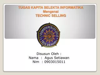 tugas kapita selekta informatika mengenai technic selling