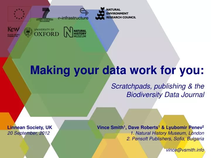 making your data work for you scratchpads publishing the biodiversity data journal