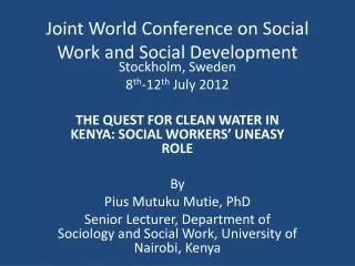 Joint World Conference on Social Work and Social Development