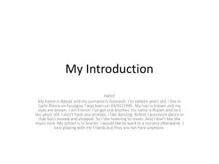 My Introduction
