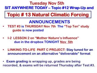 Topic # 13 Natural Climatic Forcing