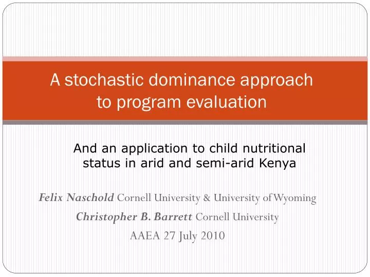 a stochastic dominance approach to program evaluation