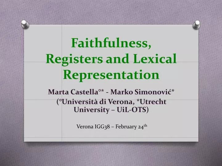 faithfulness registers and lexical representation