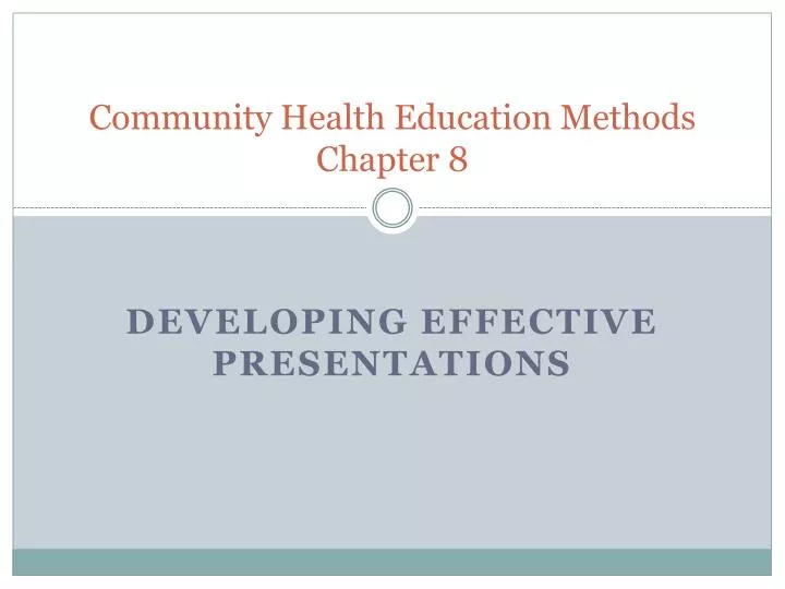 community health education methods chapter 8