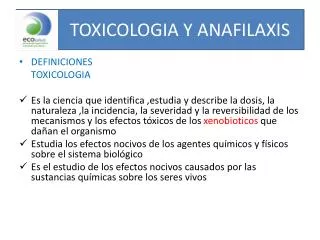 toxicologia y anafilaxis