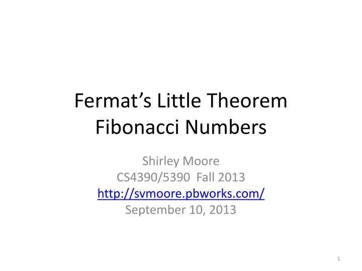 fermat s little theorem fibonacci numbers