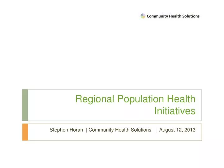 regional population health initiatives