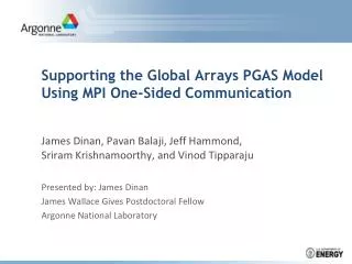 Supporting the Global Arrays PGAS Model Using MPI One-Sided Communication
