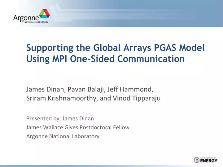 supporting the global arrays pgas model using mpi one sided communication