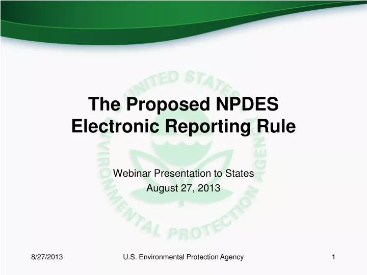 the proposed npdes electronic reporting rule