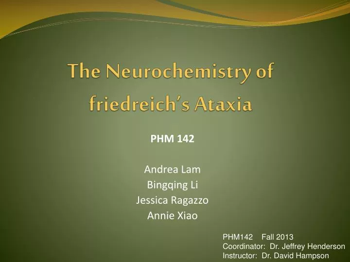 the neurochemistry of fr iedreich s ataxia