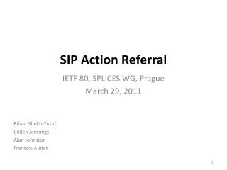 SIP Action Referral