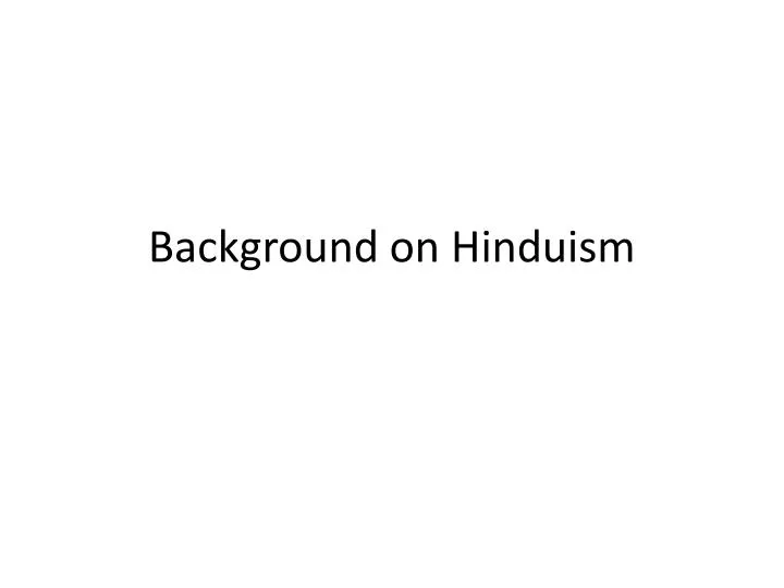 background on hinduism