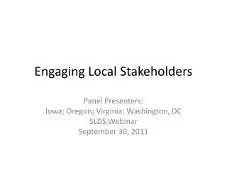 Engaging Local Stakeholders