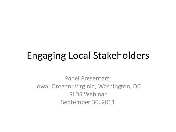 engaging local stakeholders