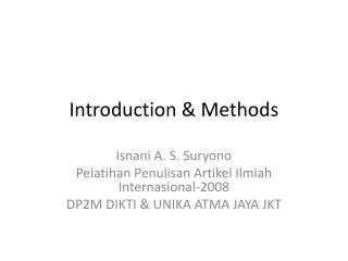 Introduction &amp; Methods