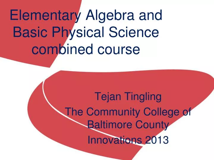 elementary algebra and basic physical science combined course