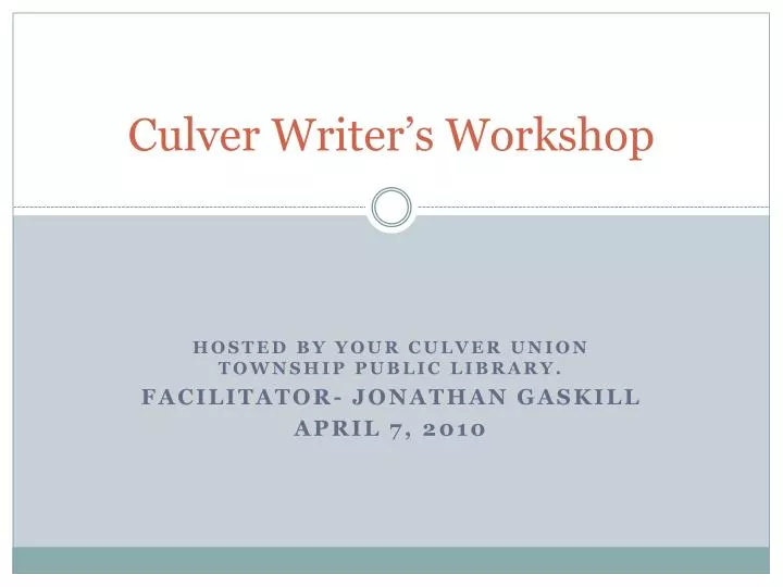 culver writer s workshop
