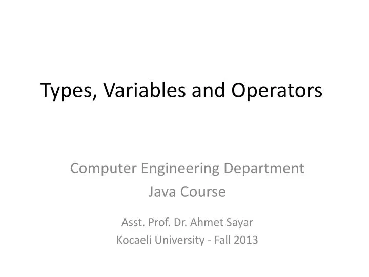 types variables and operators