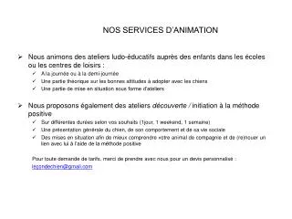 nos services d animation