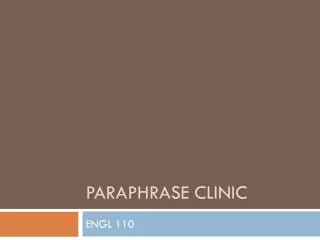 Paraphrase Clinic