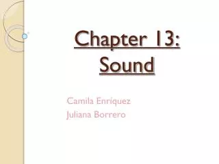 Chapter 13: Sound