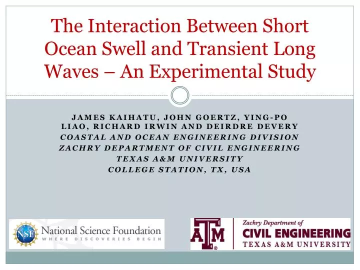 the interaction between short ocean swell and transient long waves an experimental study