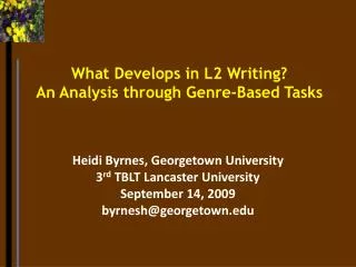 What Develops in L2 Writing? An Analysis through Genre-Based Tasks