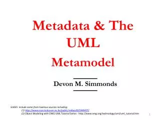 Metadata &amp; The UML Metamodel
