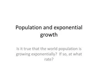 Population and exponential growth