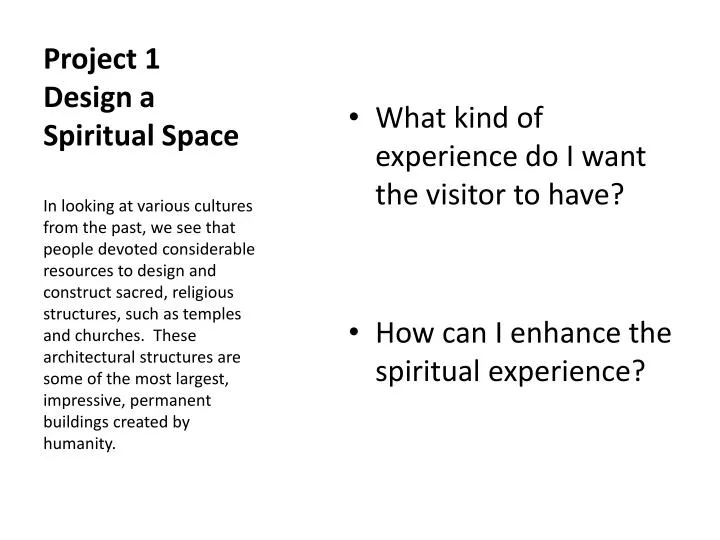 project 1 design a spiritual space